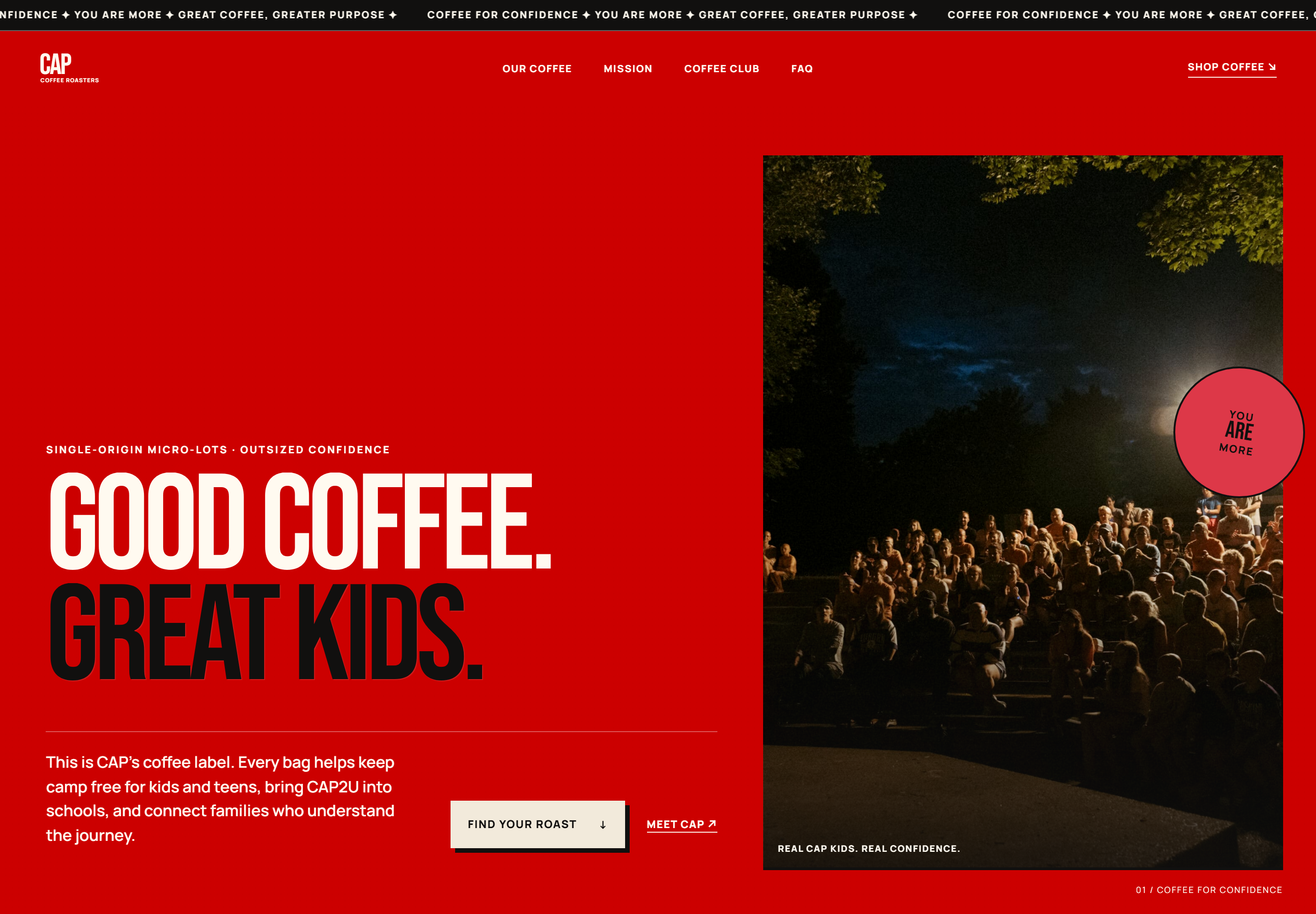 CAP Coffee Roasters website homepage